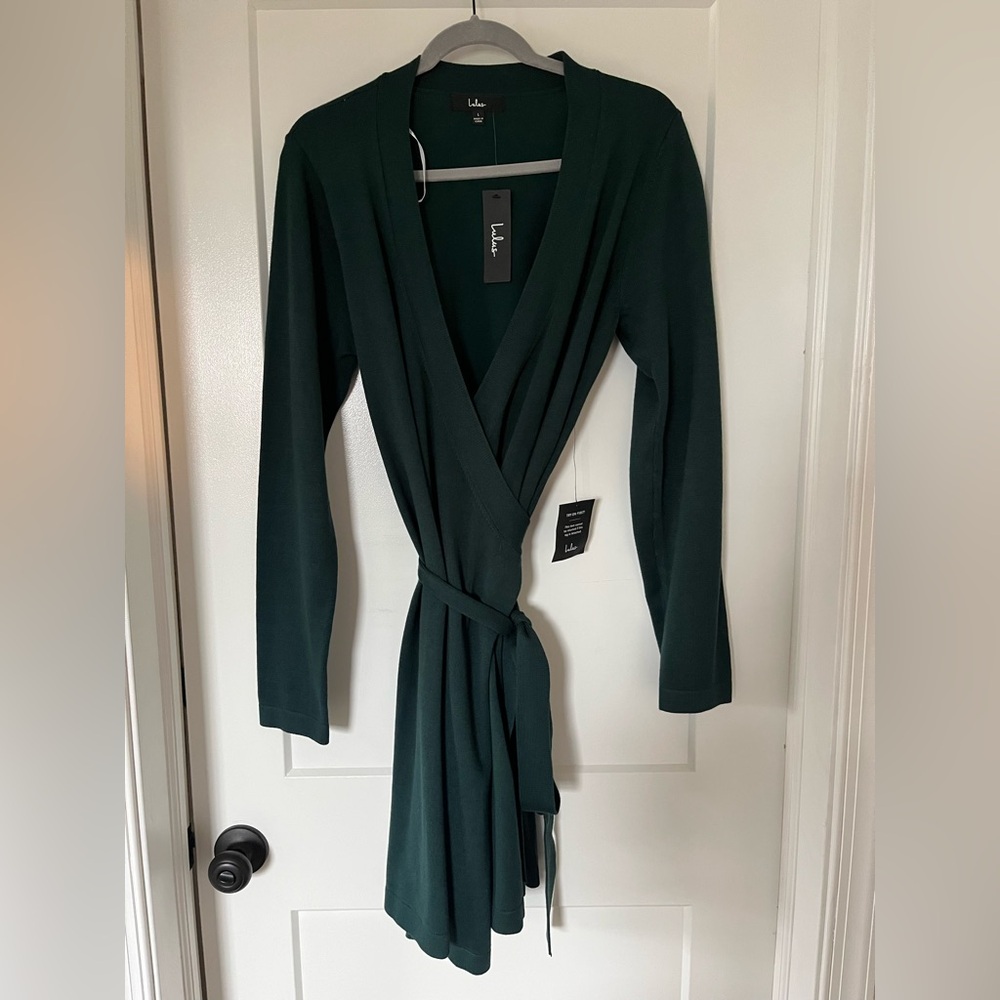 NWT Lulu's Emerald Green Wrap Sweater Dress